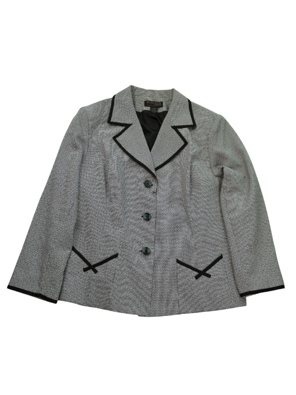 Stanley Blacker Woman Blazer 24W Black White Check Plus Size Career Jacket